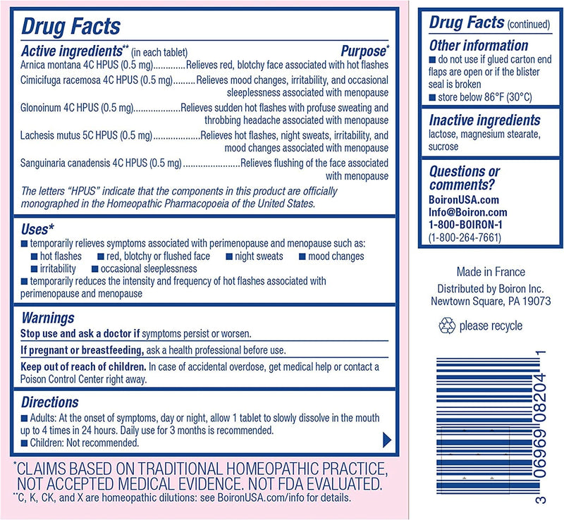 [Australia] - Boiron Cyclease Menopause for Relief from Hot Flashes, Mood Changes, Night Sweats, and Irritability - 120 Count (2 Pack of 60) 