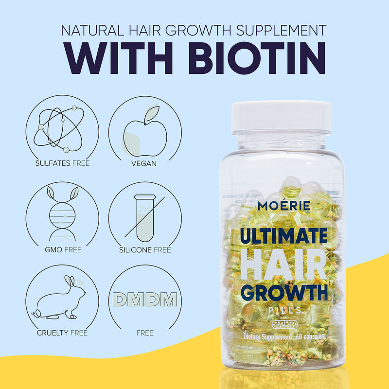 [Australia] - Moerie Hair Growth Supplement for Women & Men - Hair Skin and Nails Vitamins with Biotin, Q10 & Minerals - for Thicker, Fuller Hair & Hair Loss Treatment - Advanced Beadlet Delivery System - 60 Pills 60 capsules 
