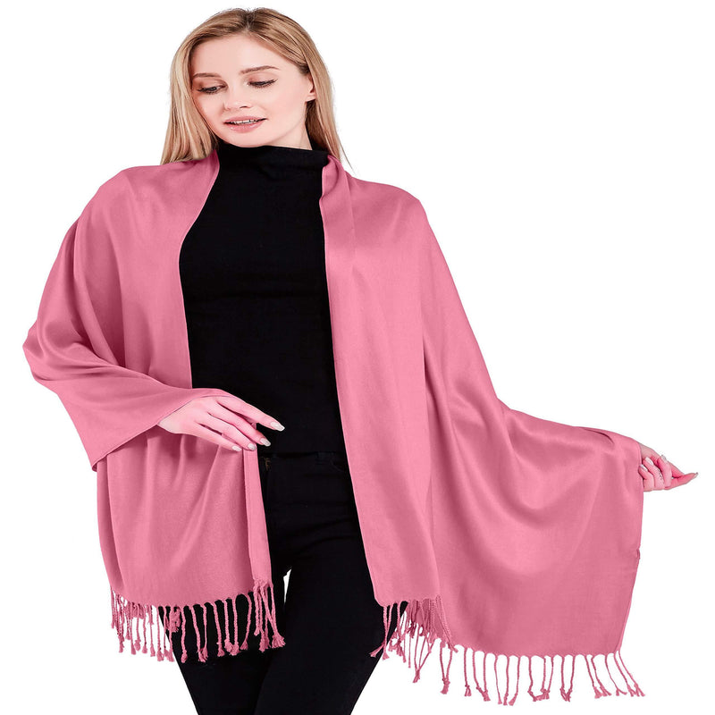 [Australia] - Coral Pink Solid Colour Design Nepalese Shawl Scarf Wrap Stole Throw Head Wrap Face Cover Pashmina CJ Apparel NEW 