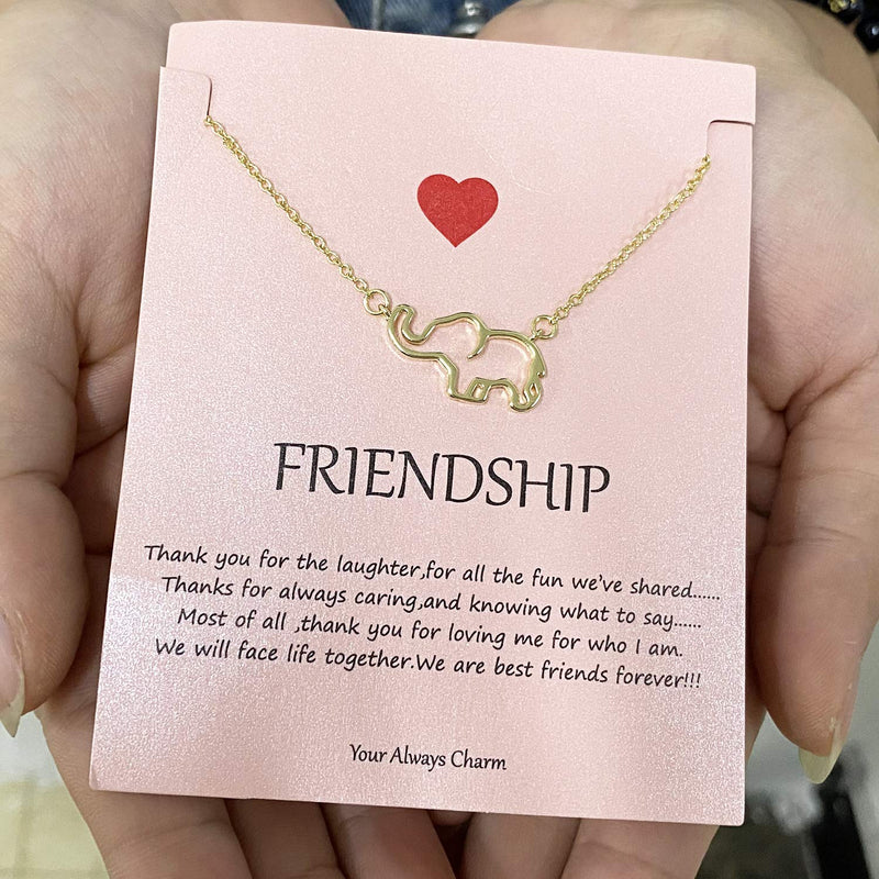 [Australia] - Your Always Charm Best Friend Necklaces for 2 Antler Butterfly Elephant Mountain Friendship Necklace C:elephant gold&silver 