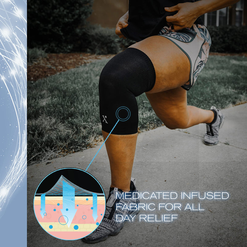 [Australia] - NUFABRX Pain Relieving Knee Compression Sleeve for Men & Women | Knee Brace for Knee Pain | All Day Relief Against Arthritis Tendonitis and Joint Pain| One Size Fits All 