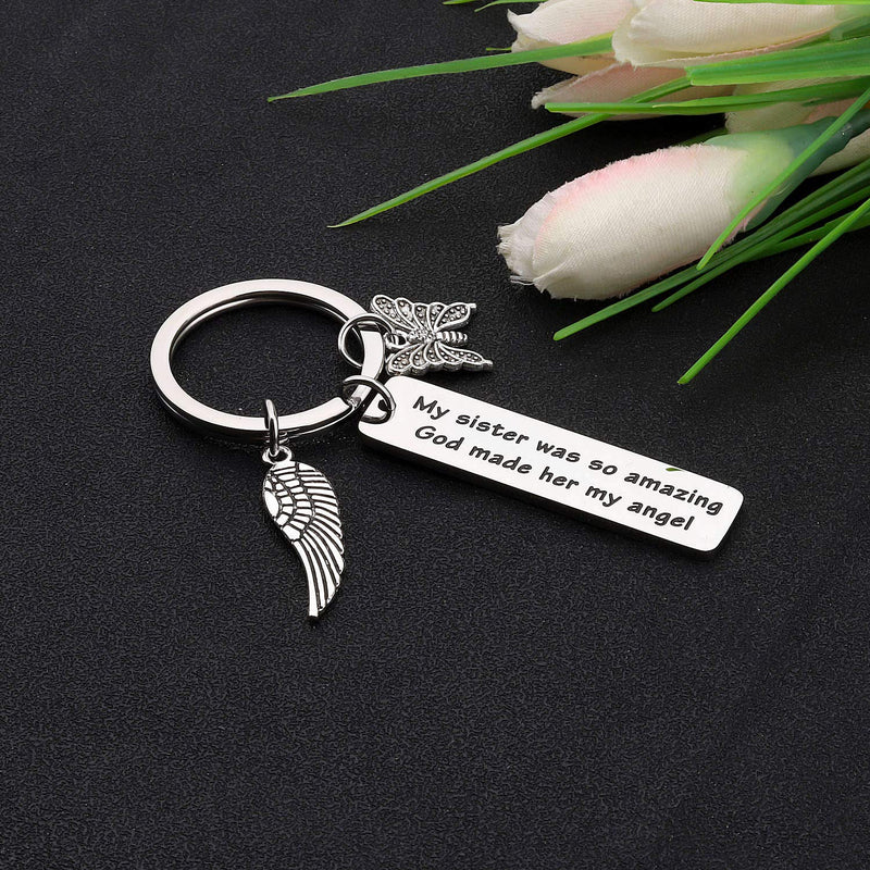 [Australia] - CYTING Sister Memorial Keychain My Sister was So Amazing God Made Her My Angel in Memory of Sister Remembrance Jewelry Loss of Sister Sympathy Gift 