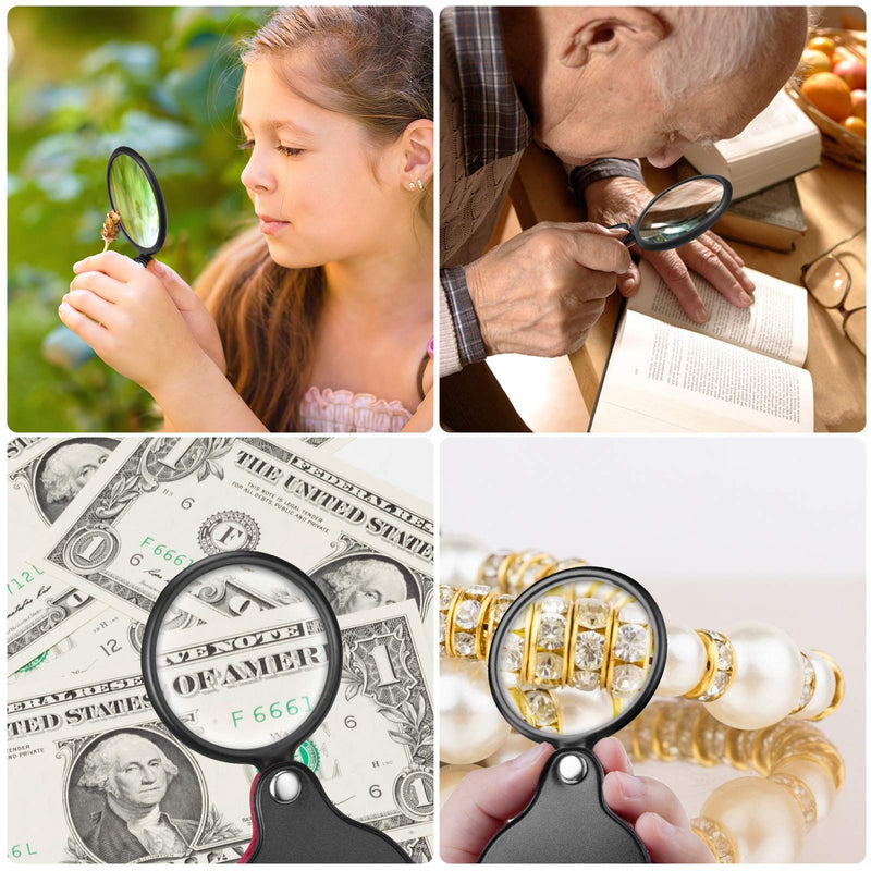[Australia] - 2PCS Upgrade 10X Small Magnifying Glasses for Kids/Senior, Pocket Magnifier for Reading/Close Work, Mini Folding Magnifying Magnify Glass with Protective Sheath, Ideal for Repairing/Hobby/Coins, 1.96" 
