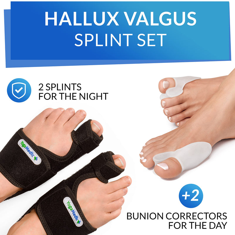 [Australia] - Bunion Corrector Big Toe Straightener - 2x Bunion Splints, 2x Silicone Bunion Correctors - Adjustable, Day & Night Support Kit 
