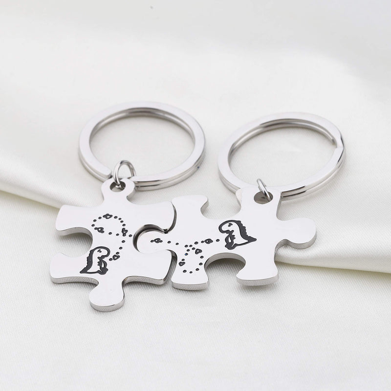 [Australia] - PLITI Dinosaur Couple Gifts Dinosaur Puzzle Keychain Set Dino Fans Gift Animal Lover Gift Funny Dinosaur Obsessed Gift Dino Geeky Nerdy Gift for Couple BFF dinosaur puzzle 2 