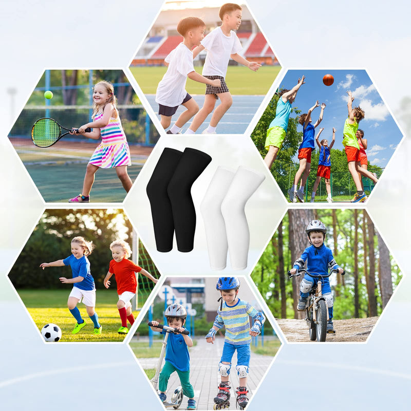 [Australia] - Kids Long Compression Leg Sleeves Non Slip UV Protection Thigh Calf for Boy Girl Youth Basketball Running Sport Small 