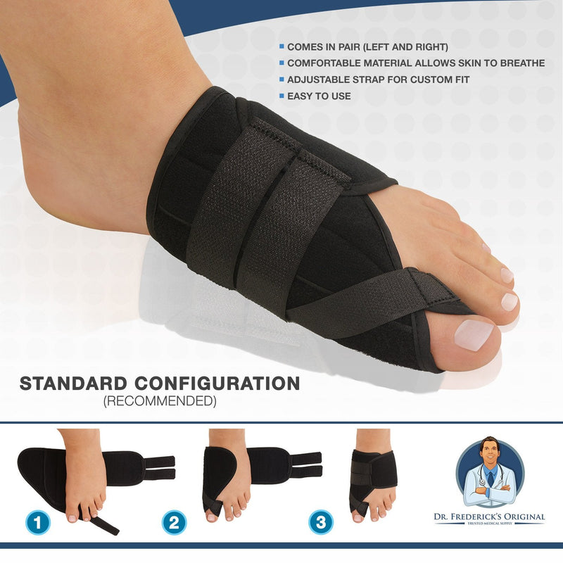 [Australia] - Dr. Frederick's Original Nighttime Bunion Splints - 2 Double-Stitched Velcro Bunion Correctors - Bunion Relief for Bedtime - for Men & Women 