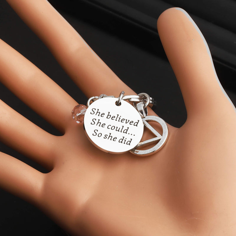 [Australia] - TIIMG Recovery Gift Sobriety Gift AA Gift Sober Recovery Jewelry AA Jewelry She Believed She Could So She Did Sobriety Keychain Alcoholics Anonymous Gifts She Believed AA 