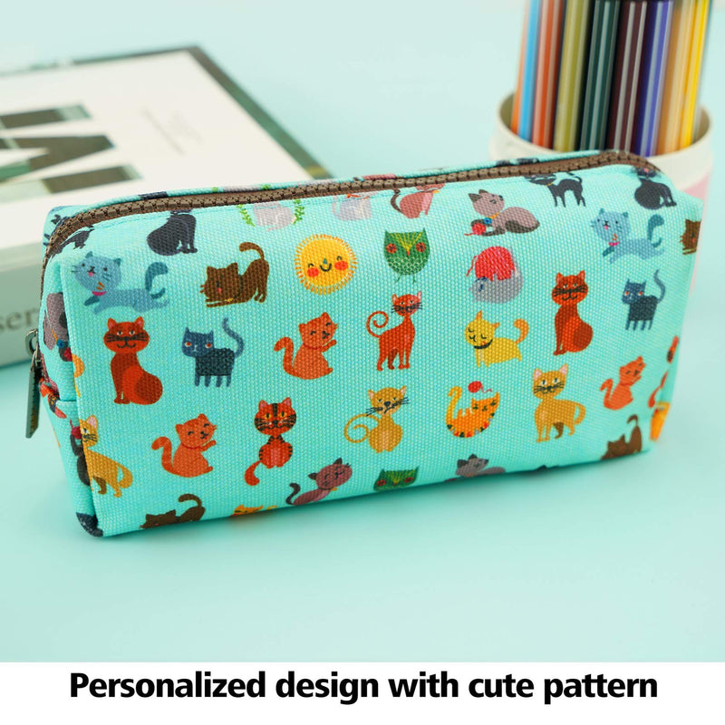 [Australia] - LParkin Cute Cat Pencil Case Pouch Make Up Case Stationary Kawaii Pencil Box Teacher Gift Gadget Bag Cosmetic Bag Blue 