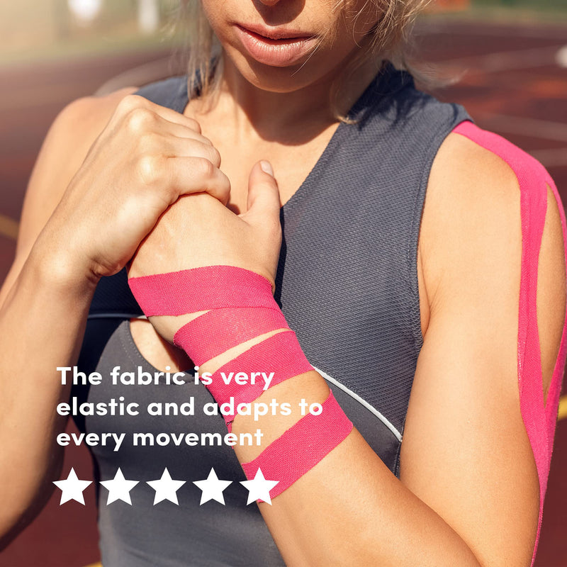 [Australia] - Effekt Manufaktur Kinesiology Tape Waterproof (16 ft x 2 in), 2 Rolls - Elastic Physio Tape for Muscle Support and Injury Recovery, Medical Tape, Kinetic Tape, Durable Kinesthetic Tape (Blue + Pink) Blue + Pink 