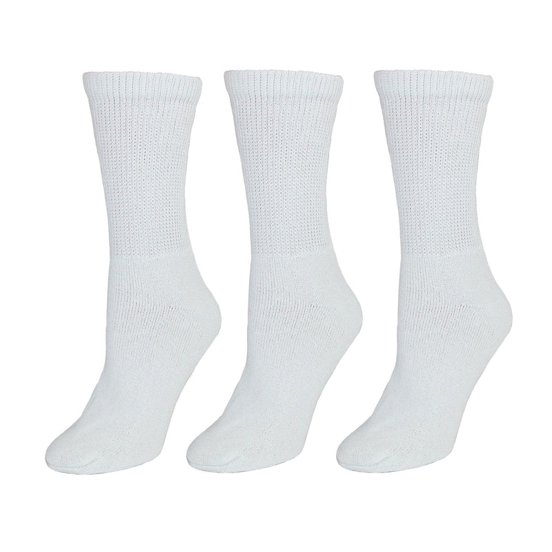 [Australia] - CTM® Women's Diabetic Crew Socks (3 Pair Pack) White 