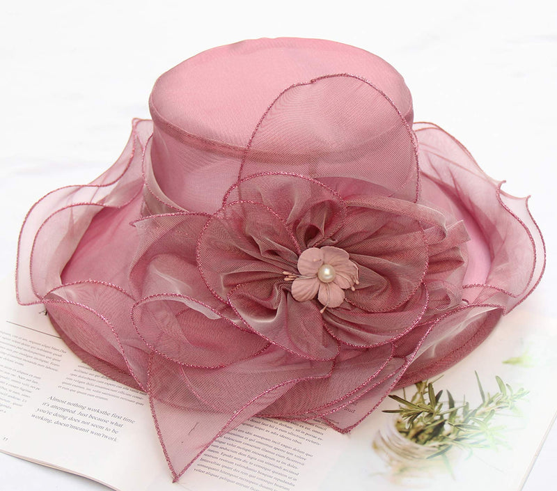 [Australia] - ORIDOOR Women’s Organza Church Kentucky Derby Tea Party Wedding Fascinator Hat UV-Anti Wide Brim Sun Hats C Light Purple One Size 