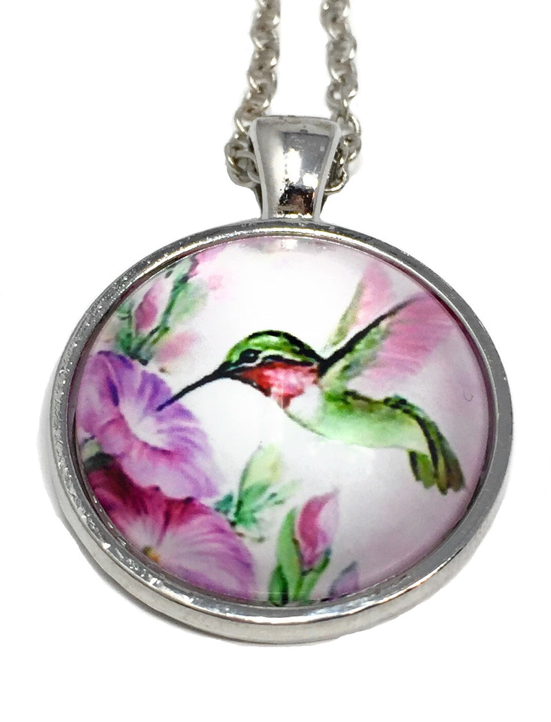 [Australia] - Blazing Autumn Necklace/Humming Bird Silver Pendant Necklace Green In Morning Glory 