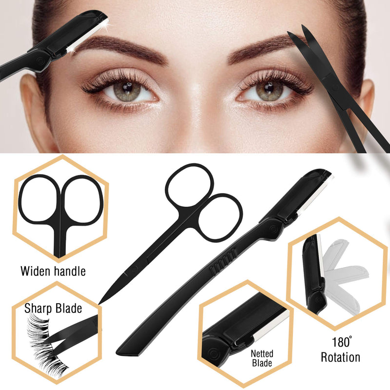 [Australia] - Eyebrow Kit, 8in1, Multipurpose Tweezers for Women – Brows Shaping, Grooming, Threading, Trimming Set Includes Razor, Pencil, Scissors and Brush 