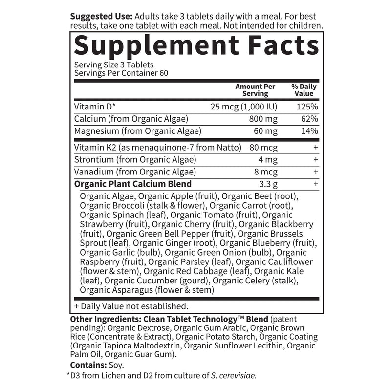 [Australia] - Garden of Life mykind Organics Plant Calcium Supplement Made from Whole Foods with Magnesium, Vitamin D as D3, and Vitamin K as MK7, Gluten-Free - 60 Day Count 180 Count (Pack of 1) 