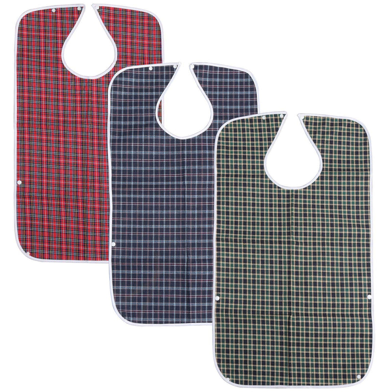 [Australia] - kuou Adult Bibs, Adult The Eldly Bib Adult Washable Dining Bibs for Elderly （3 Pack,Red,Green,Blue） 