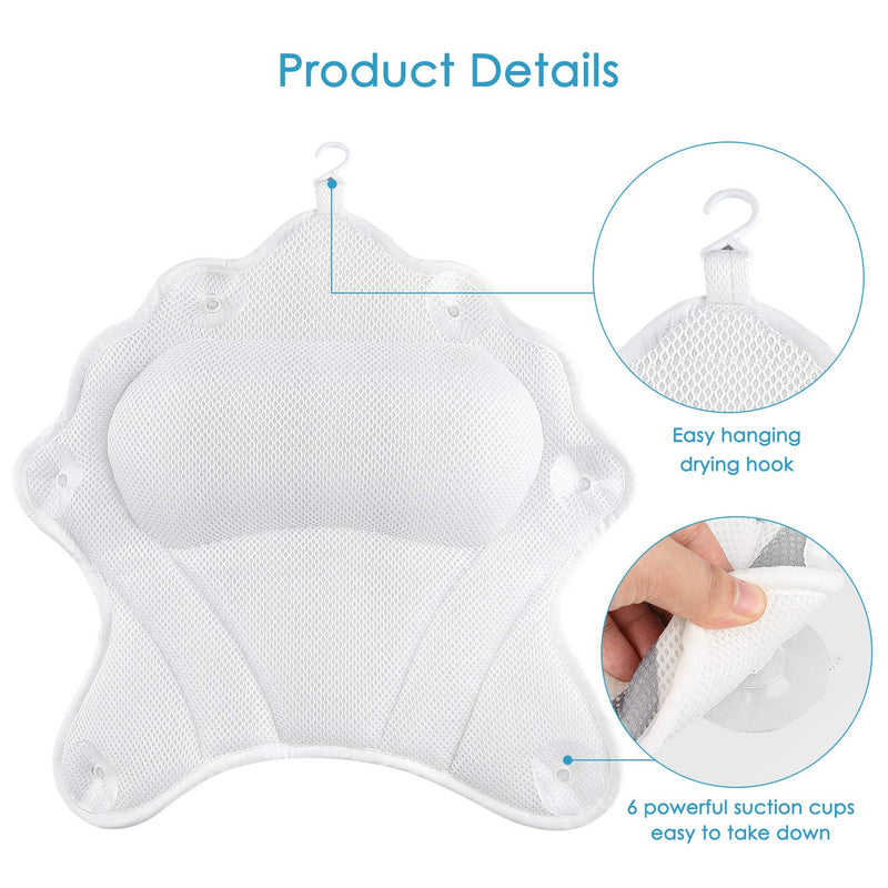 [Australia] - Hossejoy Luxury Spa Bath Pillow with 6 Suction Cups, Bathtub Cushion for Neck, Head, Shoulder and Back Support, Great For Hot Tub, Jacuzzi, Spas 