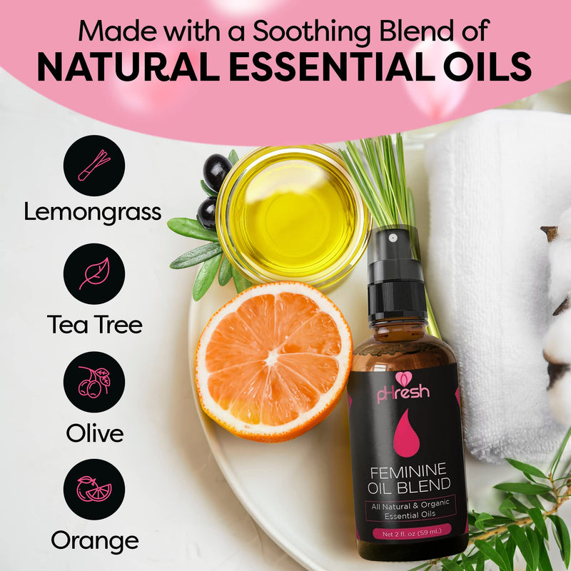 [Australia] - pHresh Feminine Spray - 100% All Natural Yoni Oil for Women - Supports Vaginal Odor, Itch, & Irritation - Promotes Healing & Soothing - With Tea Tree, Lemongrass, Orange Essential Oils - 2 oz 