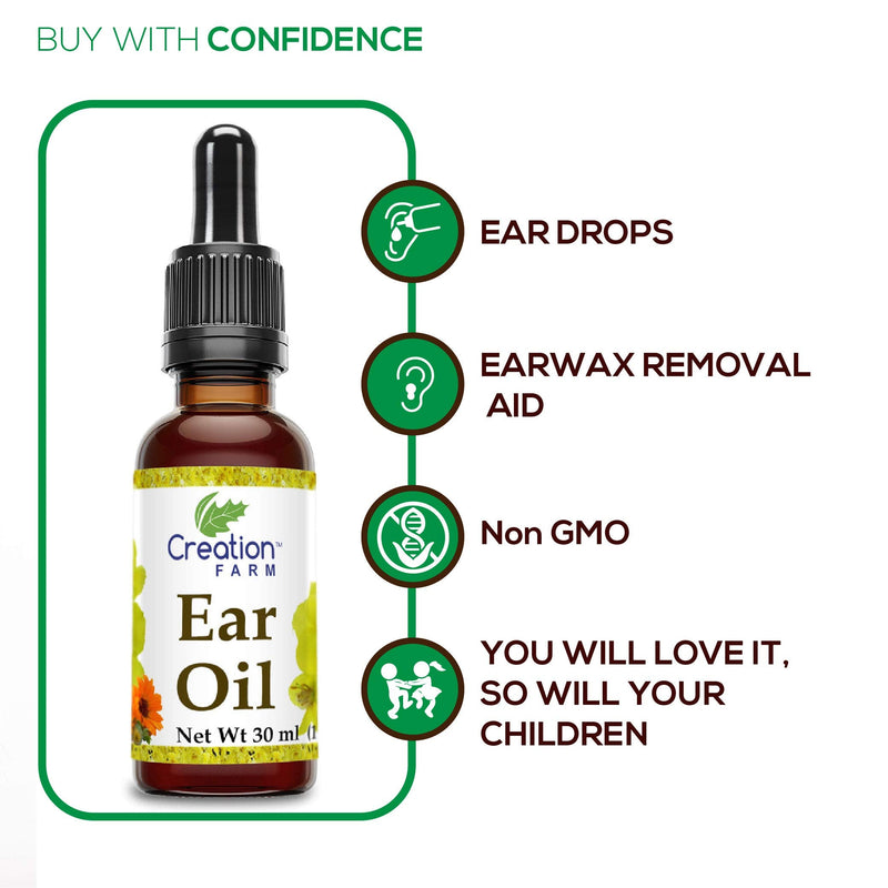 [Australia] - Ear Oil Drops Herbal Relief for Earwax Removal, Earache Soothing, Itchy Irritated, Clogged or Dry Ears by Creation Farm Made in USA 