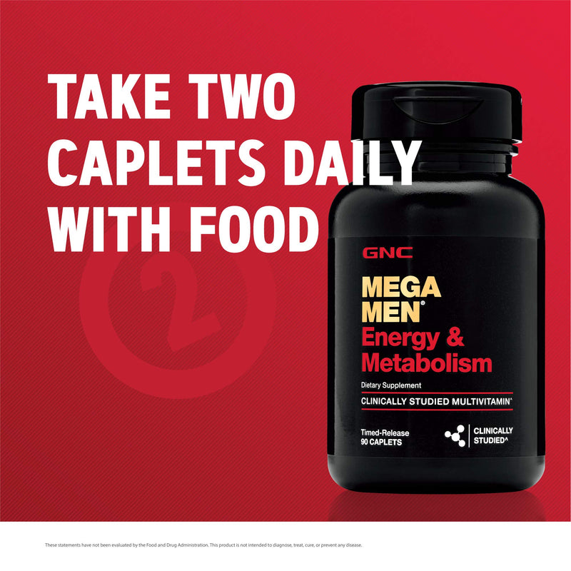 [Australia] - GNC Mega Men Energy and Metabolism Multivitamin for Men, 180 Count, for Increased Energy, Metabolism, and Calorie Burning 90 Servings (Pack of 1) 