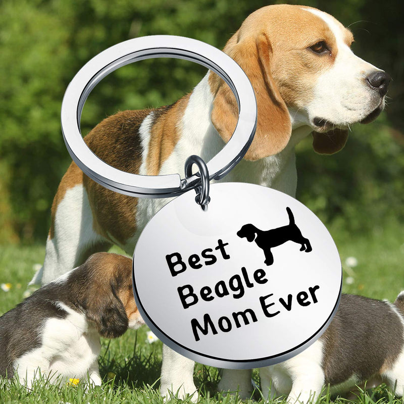 [Australia] - PENQI Beagle Mom Gift Beagle Lover Gift Best Beagle Mom Ever Keychain Beagle Owner Gift Animals Lover Gift Pet Lover Gift for Dog Lover sliver 