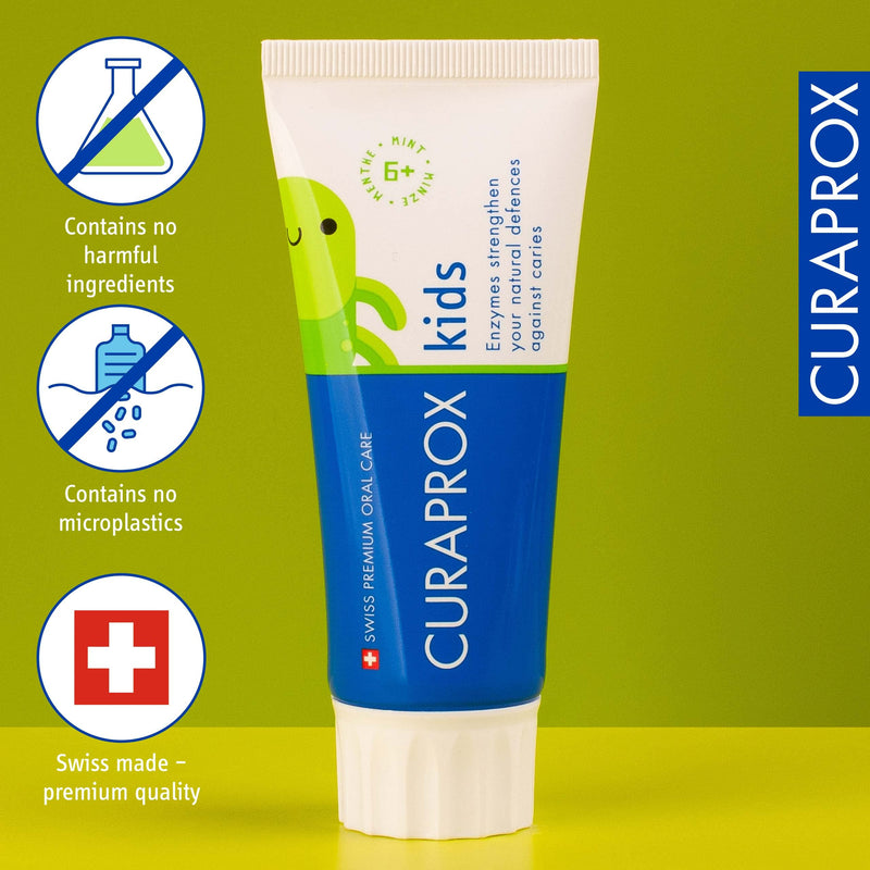 [Australia] - Curaprox Children's Toothpaste CS Kids Mint, 60ml - Toothpaste for Kids 6 + Years with 1,450 ppm Fluoride - SLS Free, Microplastic Free & Triclosan Free Kids Toothpaste. 