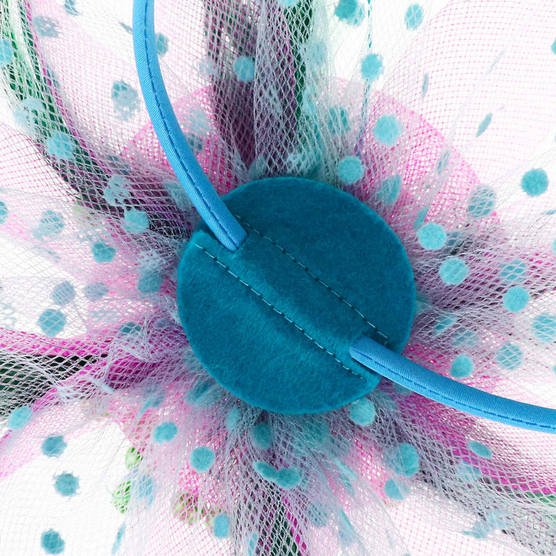 [Australia] - DRESHOW Fascinators Hat Flower Mesh Ribbons Feathers on a Headband and a Clip Tea Party Headwear for Girls and Women Za 7" Diameter/ Green Deeppink Blue 