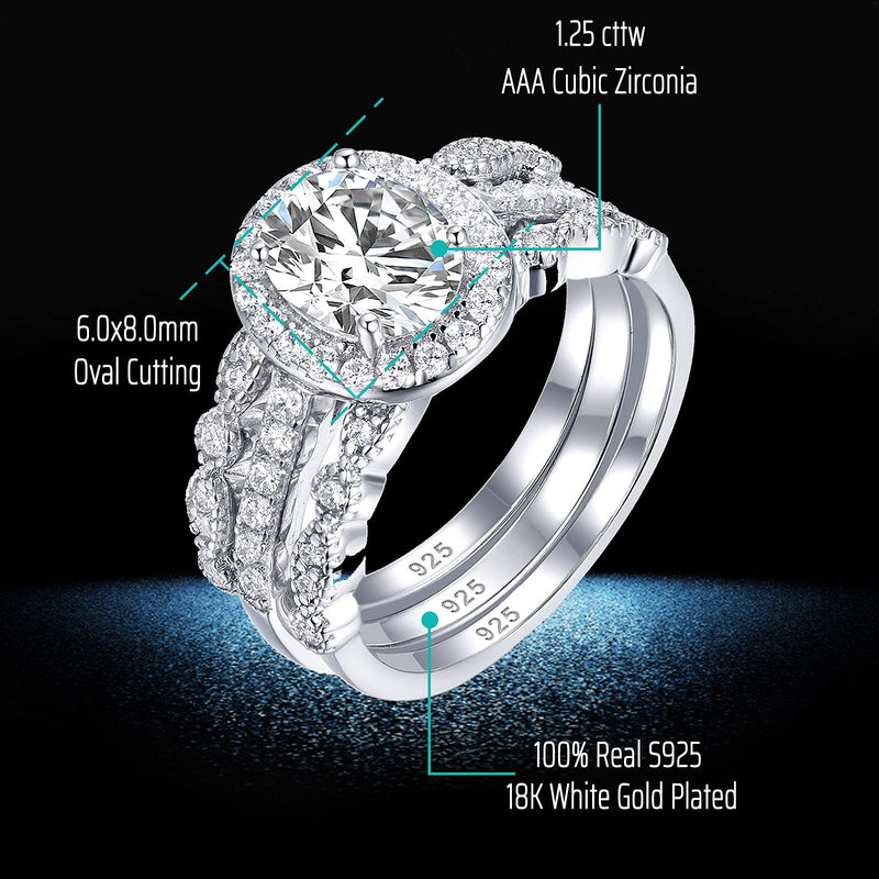 [Australia] - Ahloe Jewelry 1.9Ct Oval Cz Wedding Ring Sets for Him and Her Women Men Titanium Stainless Steel Bands 18K Gold Couple Rings Size 5-13 Women's Size 10 & Men's Size 10 