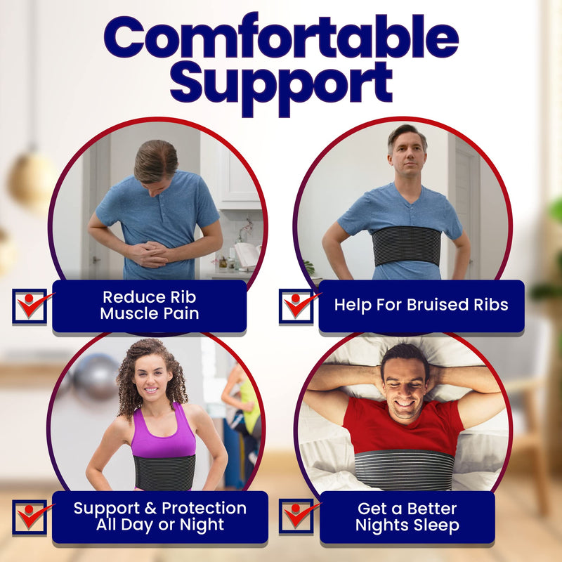 [Australia] - Chest Binder Rib Brace – Rib Belt to Reduce Rib Cage Pain. Chest Compression Support for Rib Muscle Injuries, Bruised Ribs or Rib Flare. Breathable Chest Wrap Breast Binder for Women or Men (Large/XL) L/XL (37" to 48") 