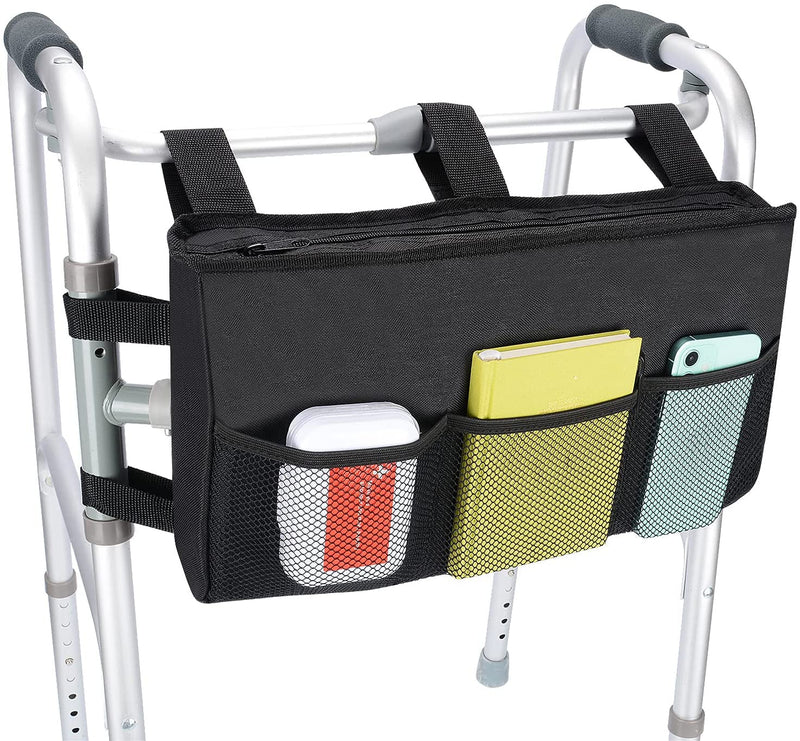 [Australia] - supregear Walking Frame Bag, Durable Folding Rollator Walker Acessories Pouch Tote Organizer for Walker Rollator and Wheelchair, Machine Washable, Black 