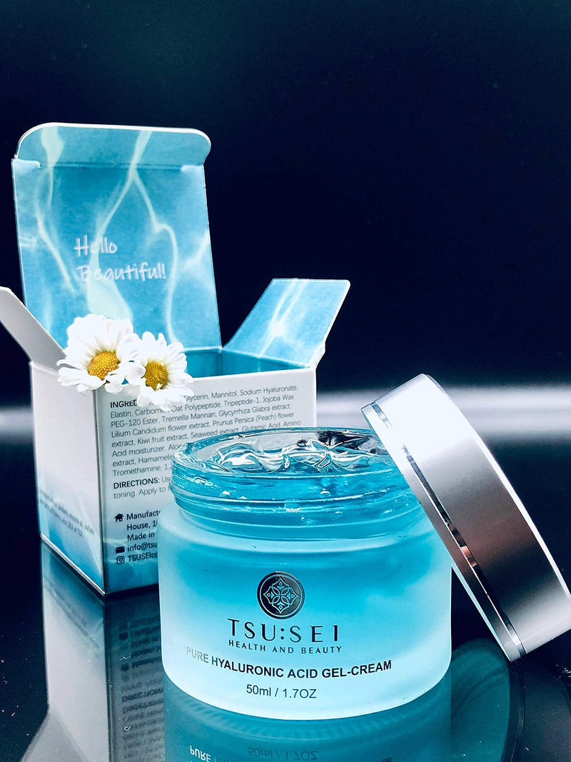 [Australia] - Organic Pure Hyaluronic Acid Gel Cream for Women by TSU:SEI. Hyaluronic Acid with 3 Different Weight Molecules. Anti Wrinkle, Anti Aging Face Moisturizer. 50ml. ALL NATURAL. Cruelty Free Skin Care. 