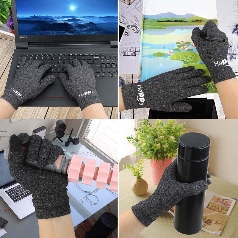 [Australia] - Happymart 2 Pairs Full Finger Arthritis Gloves, Compression Gloves for Women, Men - Carpal Tunnel, Rheumatoid Arthritis Hand Support - Relief for Joint Pain - Touchscreen for Typing, Work (Medium) Medium (4 Count) 