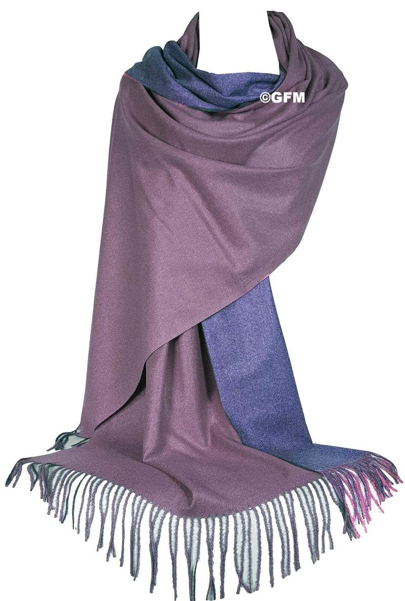 [Australia] - GFM Two Tone Soft Cashmere Feel Pashmina Style Wrap Scarf For Autumn & Winter (SA-TT16) Tt16-jmnnl-purple Blue 