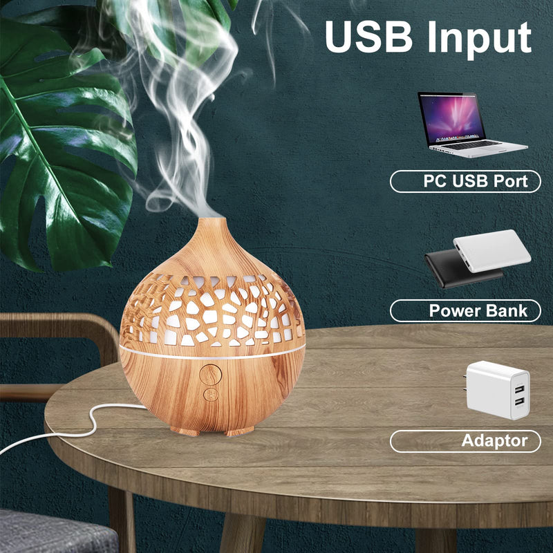 [Australia] - Bigqin Essential Oil Diffuser 180ML,Ultrasonic Aromatherapy Scented Diffuser Humidifier with 7 LED Color Lights Aroma Diffuser for Spa Bedroom , Light Brown 