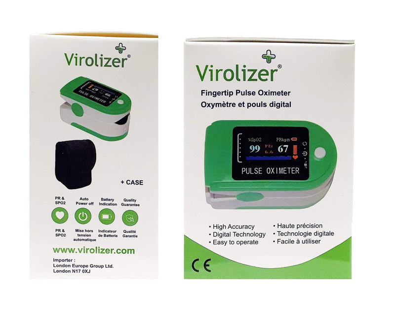 [Australia] - Virolizer Oxygen Saturation Monitor, Fingertip Pulse Oximeter Blood Oxygen Monitor SpO2 Oximeter LED Display, Auto-Sleep Function with Carry Case 