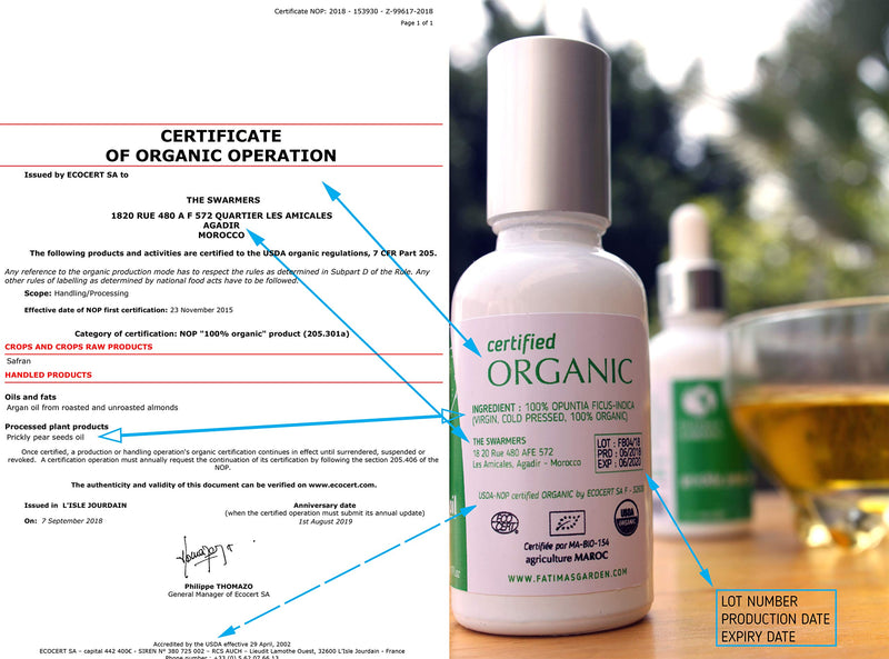 [Australia] - Fatima's Garden Prickly Pear Seed Oil for Face, Hair, Skin and Nails, USDA Ecocert Certified Organic Pure Virgin Cold Pressed Moroccan Anti-aging Moisturizer-30ml 30 ml (Pack of 1) 