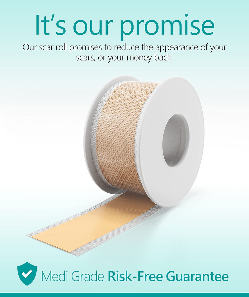 [Australia] - Medi Grade Reusable Silicone Scar Tape for Scars with Storage Sheet 2 Meters, Fast & Effective Scar Removal Tape – Silicone Tape Scars with Perforation for C-Section and Keloid Scar Reduction 