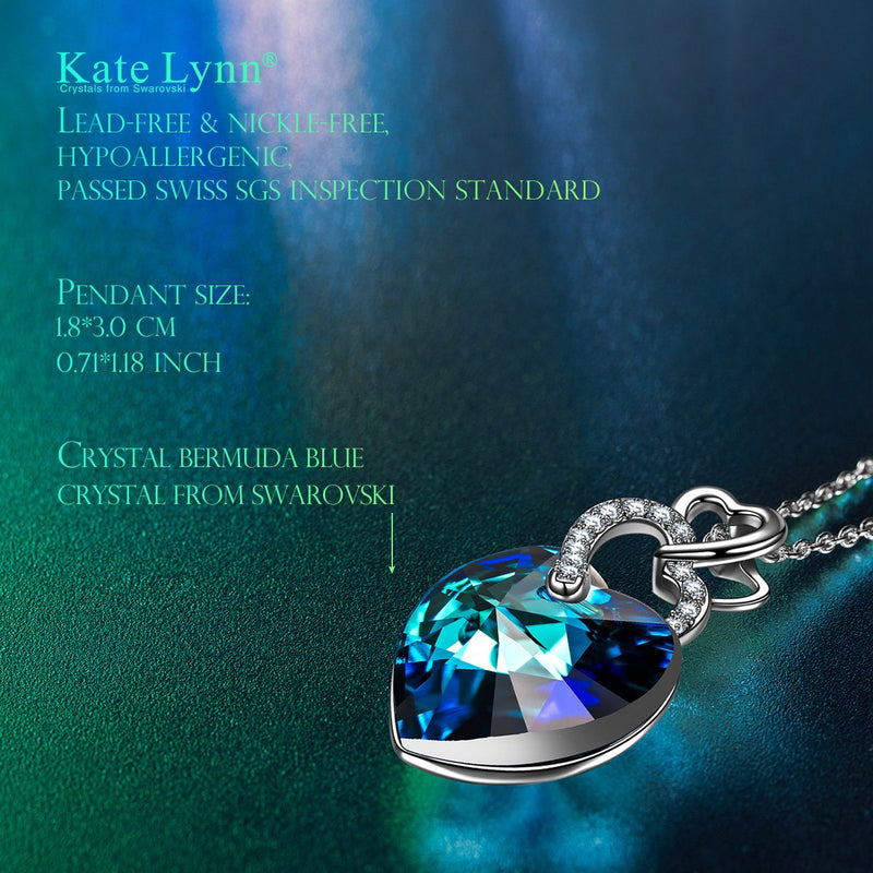 [Australia] - Kate Lynn Jewelry for Women Heart to Heart Pendant Necklaces Crystals from Swarovski Necklaces for Mom Christmas Birthday Gifts for Her 17"+2" with Gift Box ❤️gifts for women❤️ 