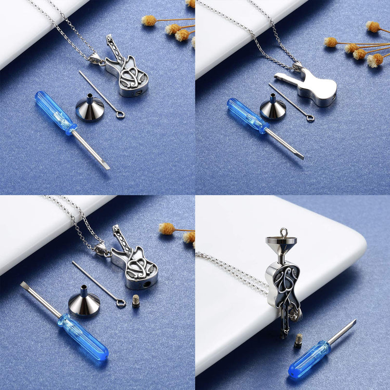 [Australia] - 925 Sterling Silver Guitar Cremation Jewelry for Ash - Urn Necklace Musical Memorial Pendant Bereavement Keepsake Gift for Loss of Guitarist or Music Lover 