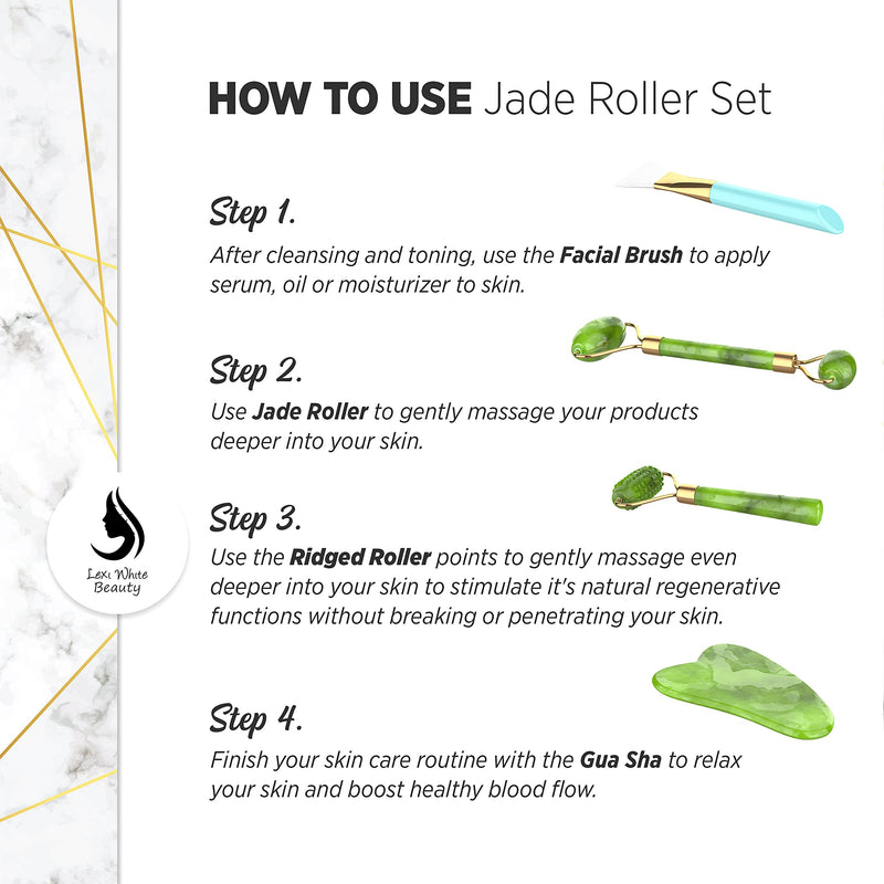 [Australia] - Gua Sha Massage Tool - Jade Roller Face Roller Stone Guasha 6 in 1 Face Massager Set for Face, Jade Facial Roller | Silicone Makeup Brush Eye Roller Massager | For Face Made From Real Jade | Ice Massager, Eye Puffiness Relief With Travel Pouch, Qua Sha... 