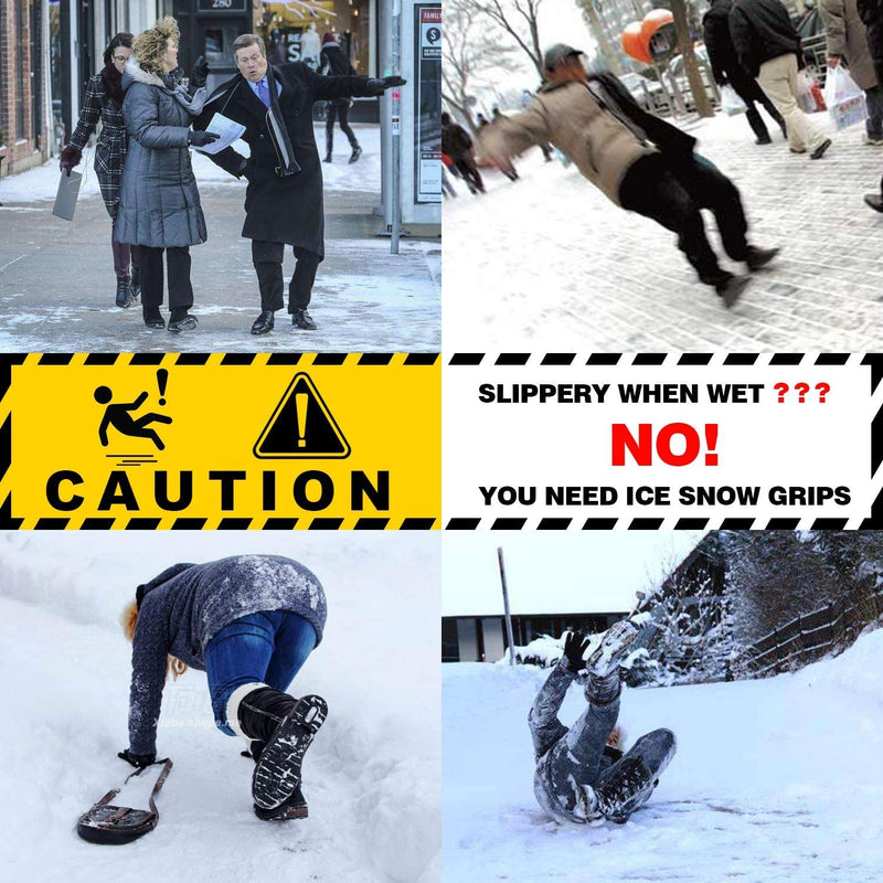 [Australia] - XYZLH Ice Cleats, Ice Grips Traction Cleats Grippers Non-Slip Over Shoe/Boot Rubber Spikes Crampons with 10 Steel Studs Crampons + 10 Extra Replacement Studs Black Medium 
