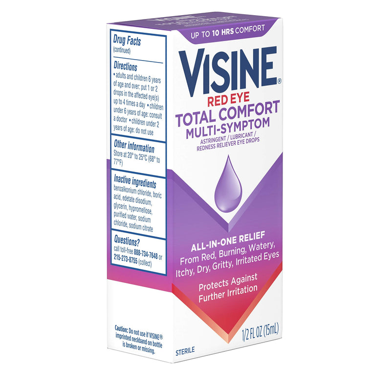 [Australia] - Visine Red Eye Total Comfort Multi-Symptom Eye Drops, 0.5 fl. oz 1 ea (Pack of 4) 