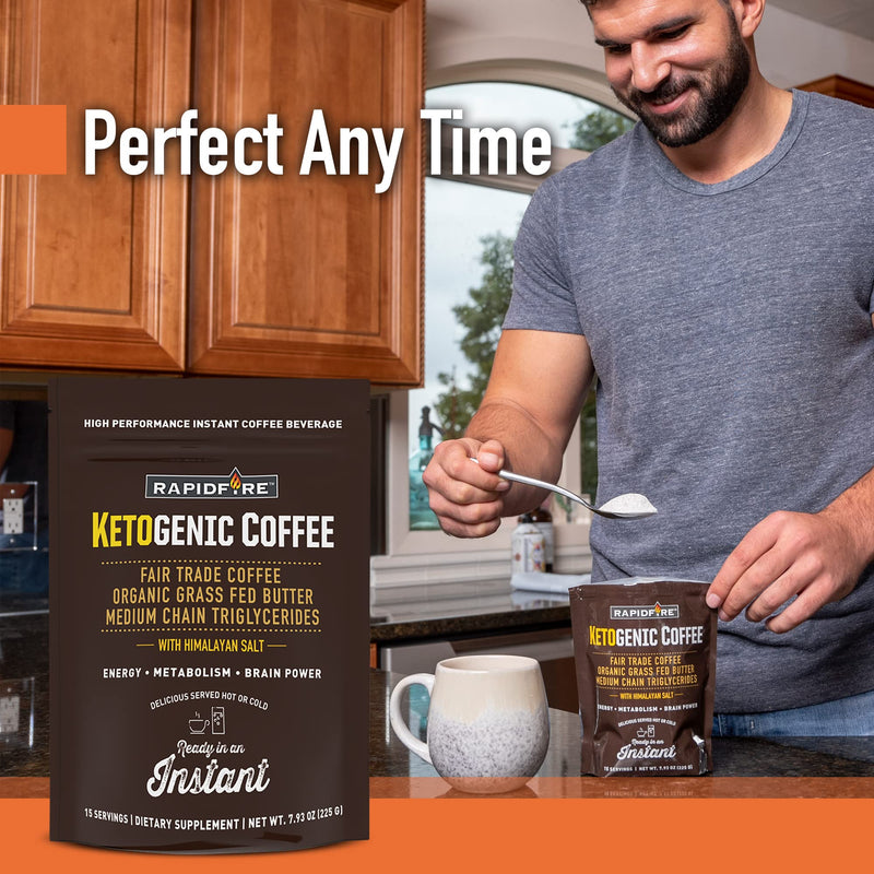 [Australia] - Rapidfire Ketogenic High Performance Instant Coffee Mix, Supports Energy and Metabolism, 15 Servings, brown, 7.93 ounce (pack of 1) 