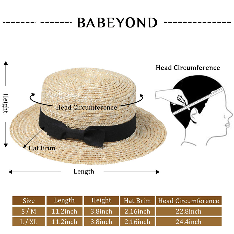 [Australia] - BABEYOND Men's 1920s Brim Boater Hat Gatsby Straw Hat 20s Costume Accessories Black Large-X-Large 