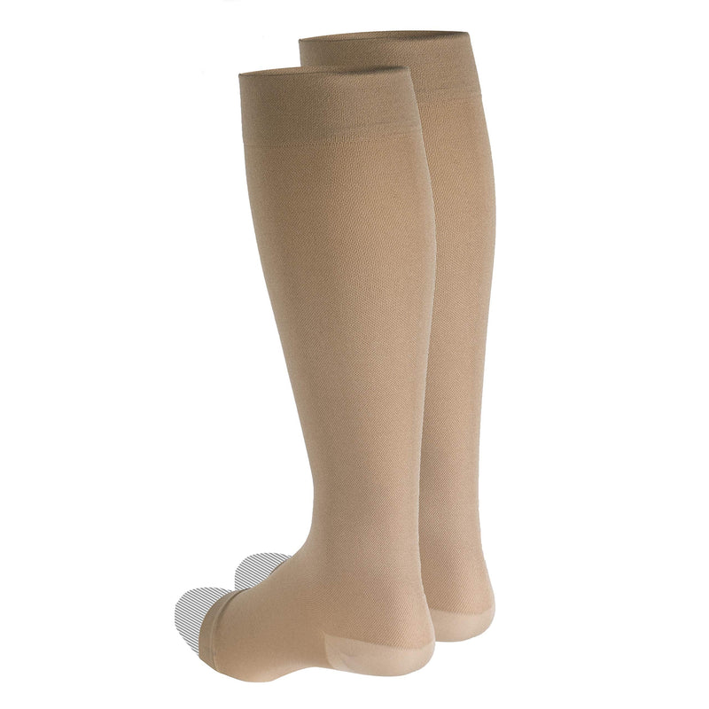 [Australia] - Truform Short Length Surgical Stockings, 18 mmHg Compression for Men and Women, Reduced Length, Open Toe, Beige, Large Large (1 Pair) 