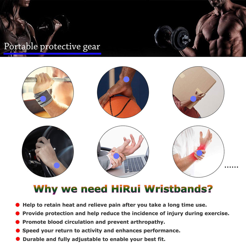 [Australia] - HiRui Wrist Compression Strap Wrist Brace Wrist Band Wrist Support for Fitness, Weight Lifting, Tendonitis, Carpal Tunnel Arthritis, Wrist Pain Relief, Wrist Wraps for Men Women, Adjustable (2 PCS) 