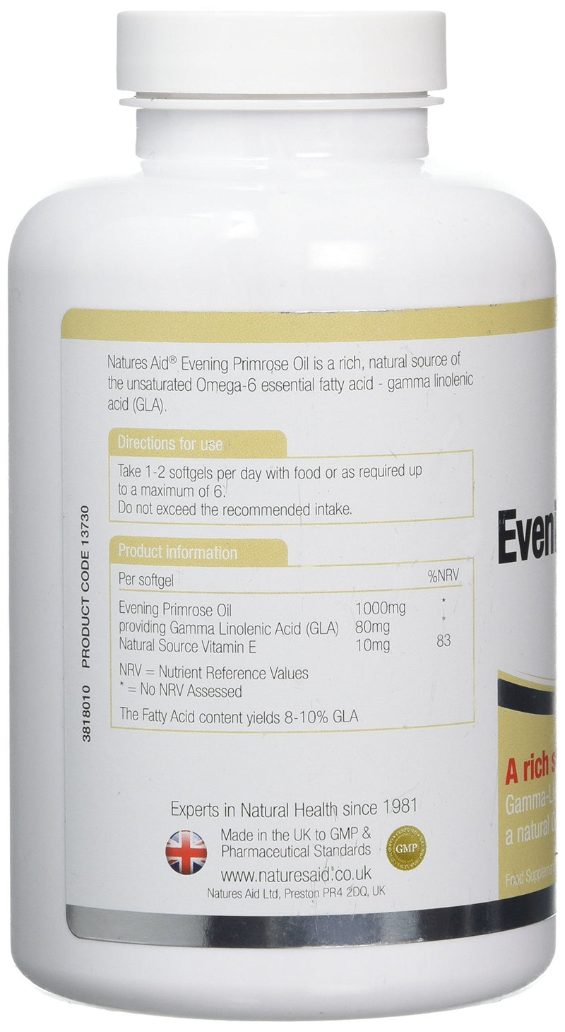 [Australia] - Natures Aid Evening Primrose Oil 1000 mg, Cold Pressed, Omega-6 GLA, 180 Softgel Capsules 