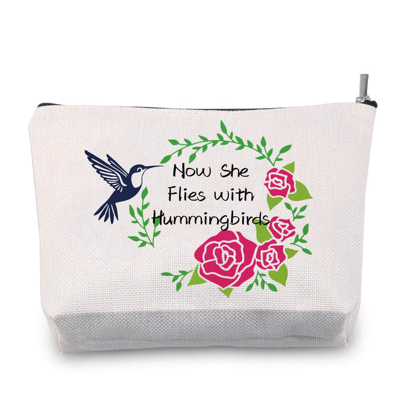 [Australia] - TSOTMO Now She Flies with Hummingbirds Makeup Bag Memorial Gift Remembrance Cosmetic Bags Gift Sympathy Gift for Her (Hummingbirds) 