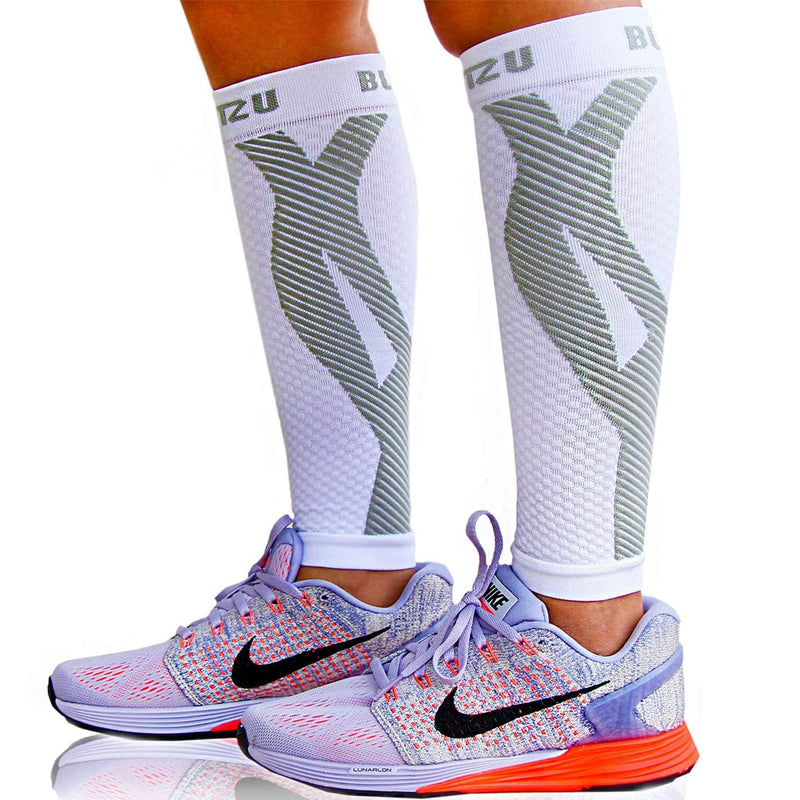 [Australia] - BLITZU 3 Pairs Calf Compression Sleeves for Women and Men Size XXL, One White, One Pink, One Purple Calf Sleeve, Leg Sleeve. 