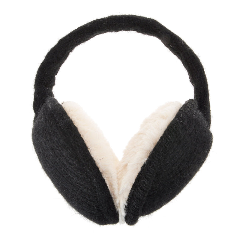 [Australia] - ZLYC Womens Girls Winter Warm Adjustable Knitted Ear Warmers Foldable Earmuffs Black 